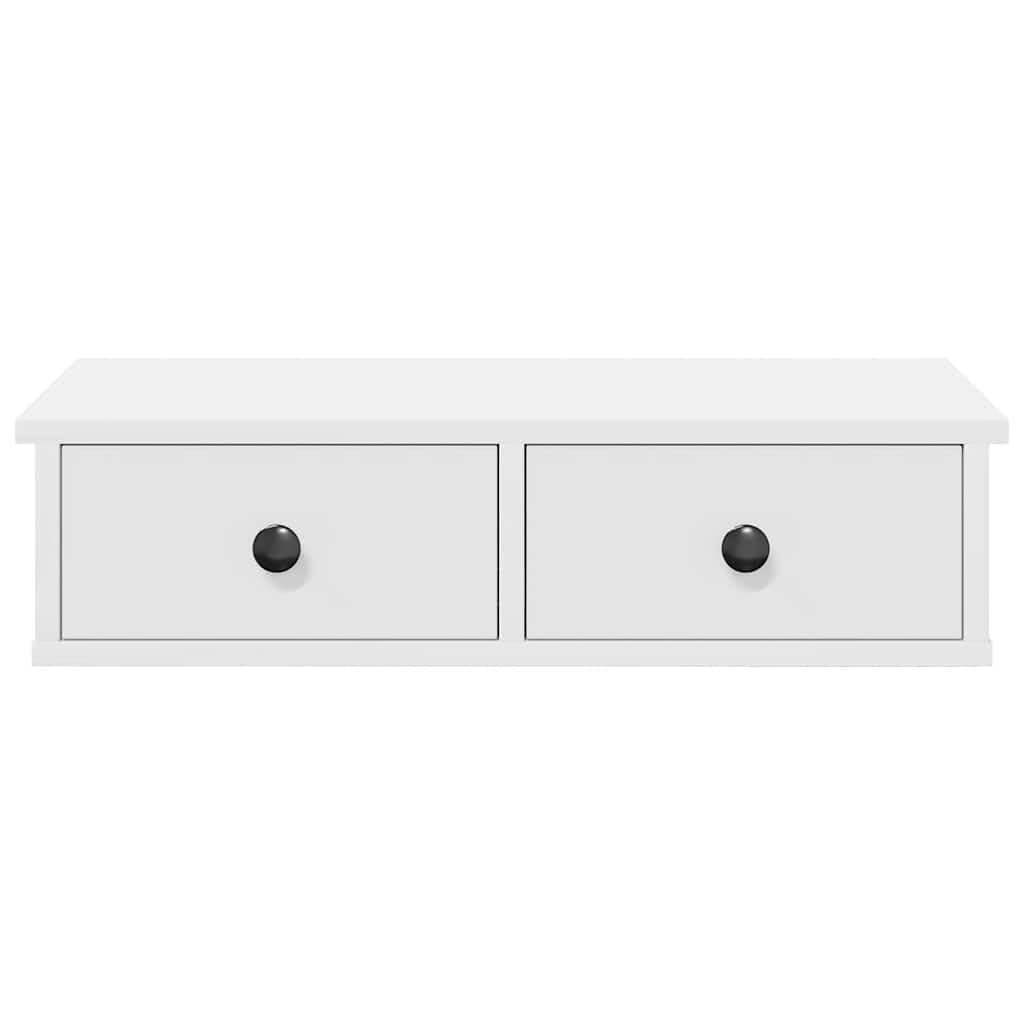 vidaXL Étagère Murale avec tiroirs Blanc 60x28x15 cm Bois d'ingénierie, étagère Murale avec Armoire, Meuble de Rangement Mural, Armoire de Rangement Flottante