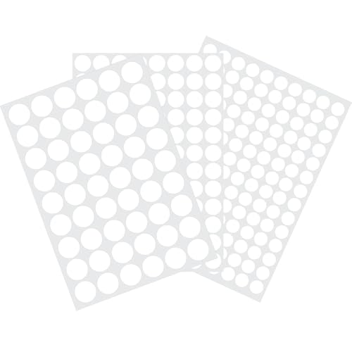 3 Sheets 290 Pcs Screw Hole Cover Stickers 12 mm/15 mm/21 mm White Screw Covers Self-Adhesive Caps Wood Stickers for Furniture (White)