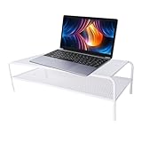 | Intégration de rangement : Conçu pour être pratique, ce support d'ordinateur portable utilise l'espace vertical pour ranger les claviers et les objets sous les écrans, créant un environnement de bureau désencombré idéal pour les professionnels multitâches.