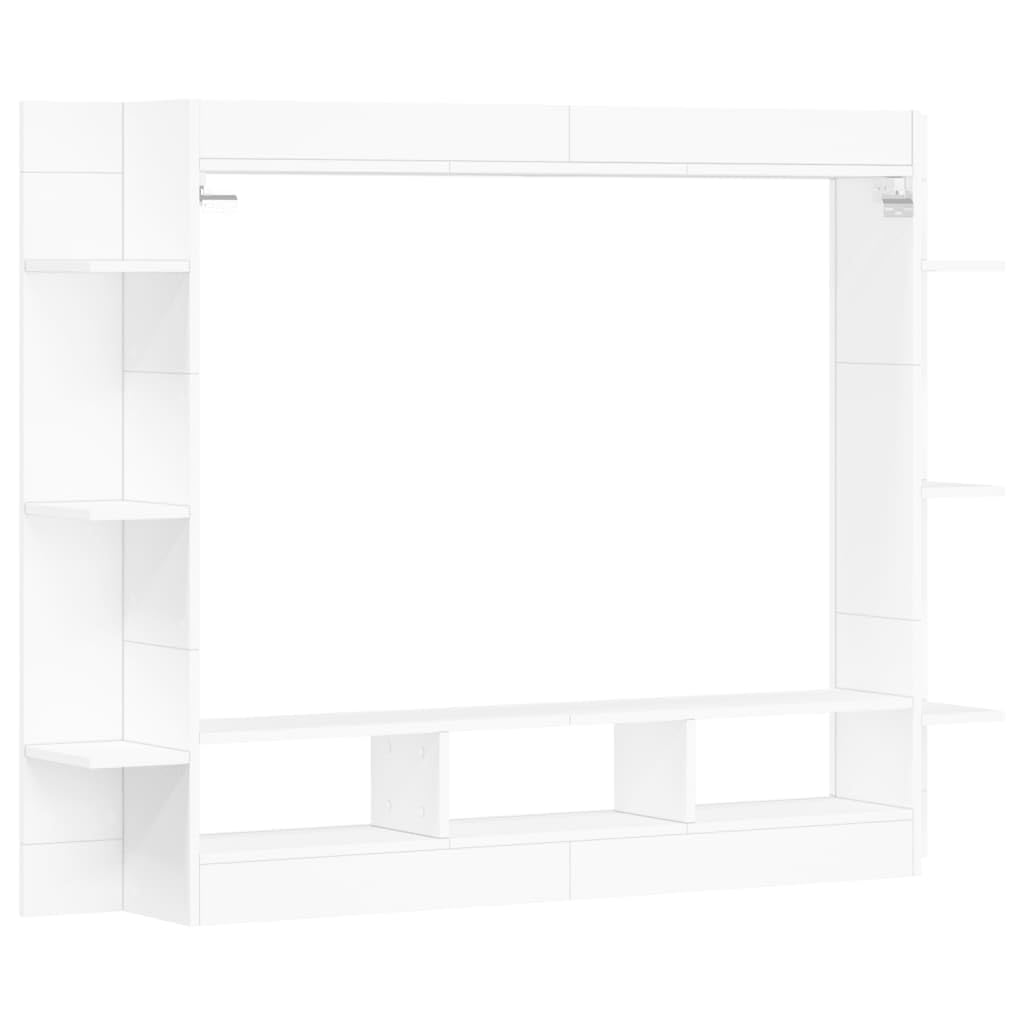 Homgoday Mobile TV, mensola a parete per mobile TV, supporto per TV moderno, con scomparti aperti e ripiani laterali in legno di ingegneria bianco 152x22x113 cm