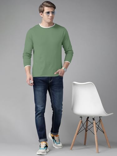 Image of The Dry STATEMen's Full Sleeve Basic Fit T-Shirt with Contrast Tipping Details Neck