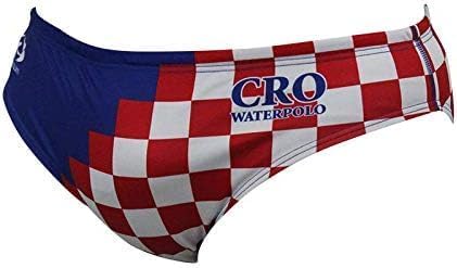 Suit Croatia Blue and Squares Swimwear, Swim Briefs for Swimmers, Water Polo, Underwater Hockey, Underwater Rugby