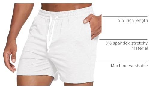 Image of Deyeek 5.5 Inch Mens Pajama Shorts Sleep Cotton Lounge PJ Lightweight Elastic Waist Drawstring Nightwear Bottom with Pockets