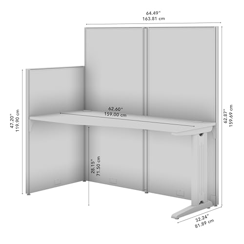 Bush Business Furniture Office in an Hour 65W x 33D Straight Cubicle Desk in Hansen Cherry | Modern Computer Table with Privacy Panels for Commercial Workspace