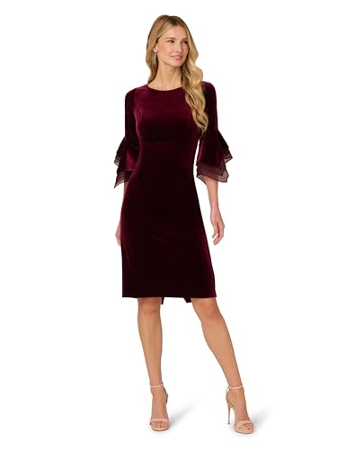 Image of Adrianna Papell Velvet Bell Sleeve Short Dress