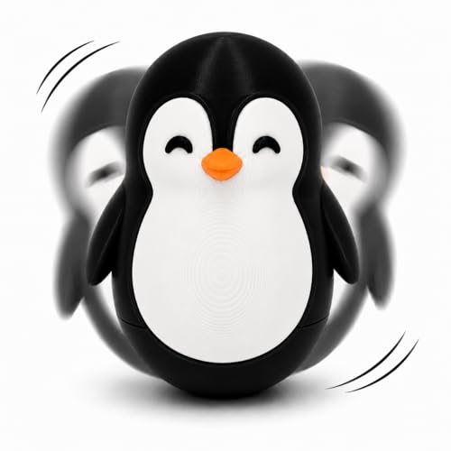 Image of Roly Poly Penguin Wobbler | Cute Self-Righting Penguin Desk Toy | Stress Relief Fidget Toy | Mini Penguin Collectible | Office Desk Decor & Gift (Emperor Black, 1 pc)