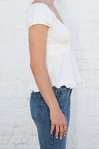 Women Y2k Gingham Top Lace Trim Scoop Neck Short Sleeve Tees Ruffle Hem Aesthetic Shirt Coquette Clothes4