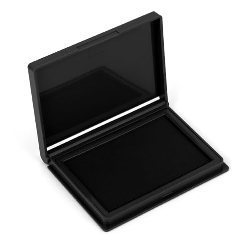 Black Stamp Pad 4 x 2.5 Inch Premium Quality Ink Pad for Stamps All-Purpose Felt Pad for Office and Crafting Works with Rubber and Clear Stamps