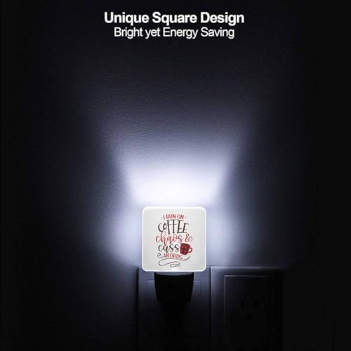 Image of LED Night Light,Funny Saying With Coffee Cup Motivation LED Night Light Plug into Wall with Dusk to Dawn Light Sensor White Energy Efficient Nightlight for Bedroom Bathroom Hallway Living Room Kitchen