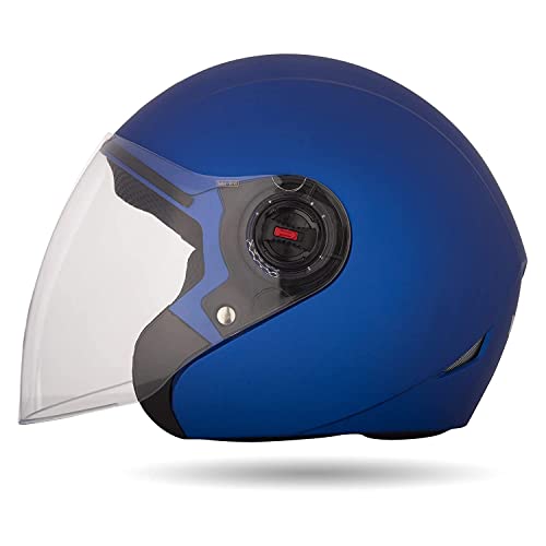 Image of Yamaha YR6 Half Face Helmet (Matt Blue, Size XL) Y6AYR6BLXL16