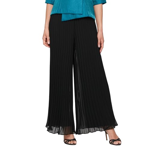 Image of Alex Evenings Womens Wide Leg Chiffon Dress Pant for Mother of The Bride, Elegant Party Outfit (Petite and Regular Sizes)