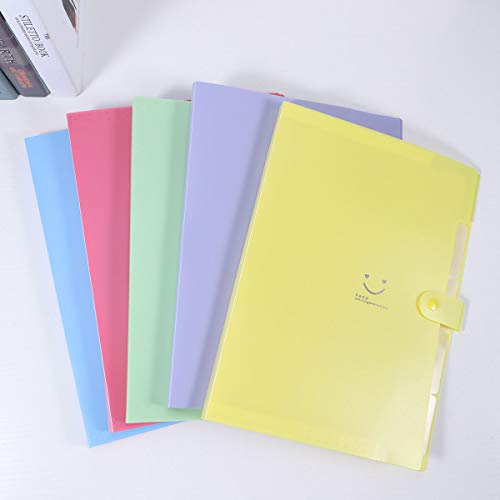 Toymytoy 5 peças de pastas de arquivo expansíveis com 5 bolsos de fecho de pressão de papel de pasta