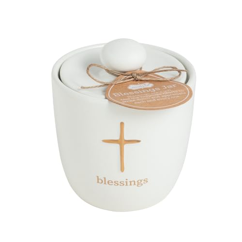 Mud Pie Gold Ceramic Cross Blessings Jar