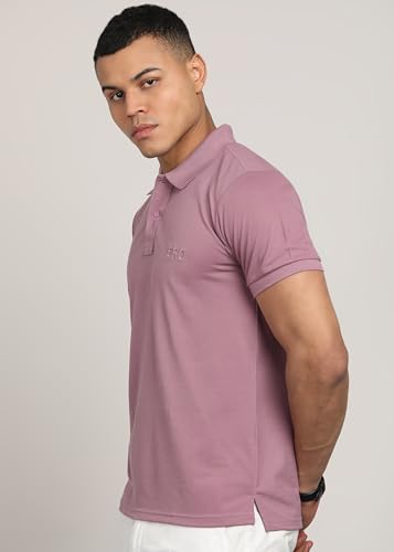 Image of INKKR Men Solid Polo Neck Cotton Blend Collar T-Shirt