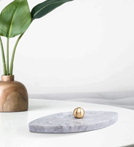 Sermo Ovoid Marble Incense Holder Burner Oval (Cloudy - Gray White) #TOP1