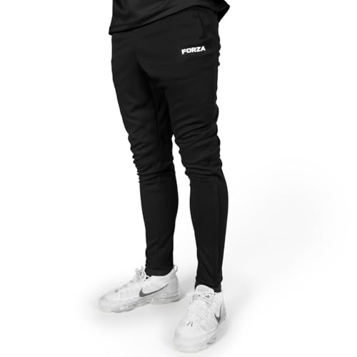FORZA Men's Tracksuit Bottoms [XS-XXL] | Featuring a Tapered Leg Design & Zip Pockets (US, Alpha, Small, Regular, Regular, Black)