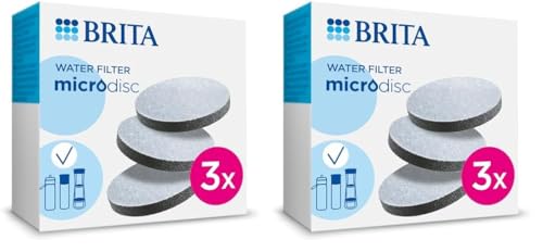 BRITA 3 filtros para el agua, Cartuchos filtrantes compatibles con botellas con filtro de agua que reducen la cal y el cloro, Weiß, 3 Unidad (Paquete de 2)