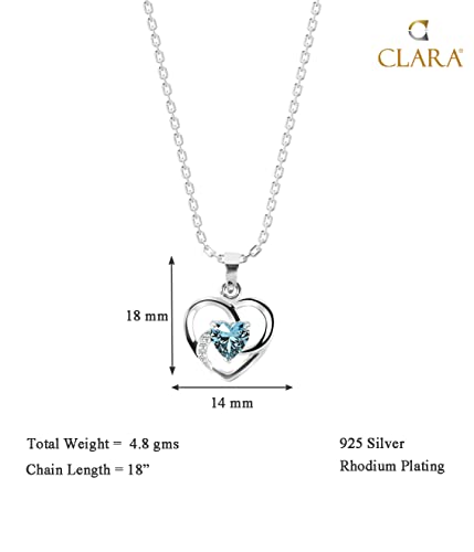 CLARA 925 Sterling Silver Heart Pendant Necklace | with or Without Chain | Valentine Gift for Women and Girls (Image - 4)