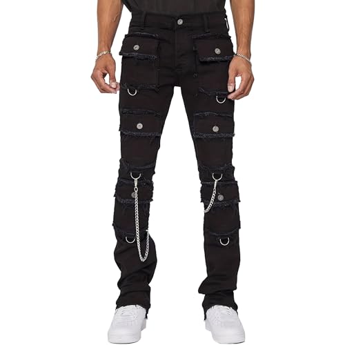 Stacked Jeans Men Skinny Jeans Men Mens Ripped Jean Fashion Distressed Comfort Pants Men's Stacked Stretch Jean