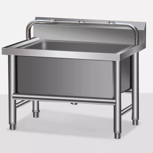 KUOYTT Évier de Sol Commercial, Bassin de Service de serpillière en Acier Inoxydable, Seau de serpillière, évier de buanderie pour Cuisine, Restaurant, Garage, étagère Basse 100 x 50 x 55
