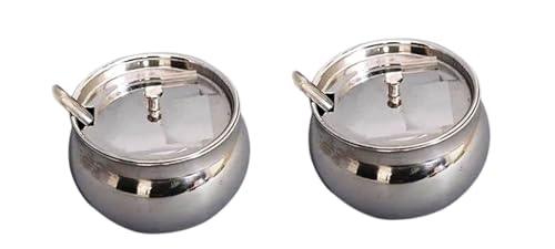 Image of Ghee Pot Ghee Dani Salt Jar Oil Container Oil Pot in Stainless Steel Small Jar for daily kitchen purpose - (Set of 2 ghee pot, 250 ml, Silver)