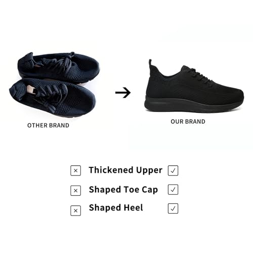 Image of Women's Lightweight Non Slip Walking Sneakers - Breathable Mesh Work Shoes for Standing All Day, Comfortable Nursing Tennis Shoes Black