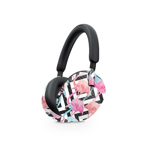 Image of MightySkins Carbon Fiber Skin Compatible with Sony WH-1000XM5 Headphones - Pop Flamingo | Protective, Durable Textured Carbon Fiber Finish | Easy to Apply