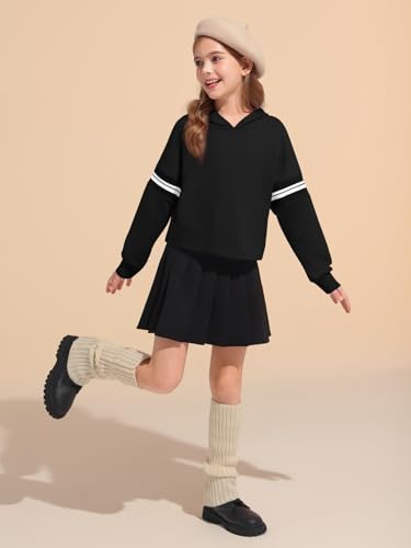 Sweat à capuche rayé filles Haloumoning manches longues de 5 à 14 ans