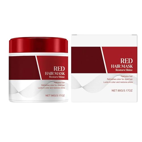 Rote Färbung Haarmaske, Rote Color Pflegespülung 90g, Rotes Farbauffrischung Haarpflege Cover, Mit Trockener Farbablagerung, Langanhaltende Pflegeprodukte Für Männer Frauen Lockig Glatt Styling