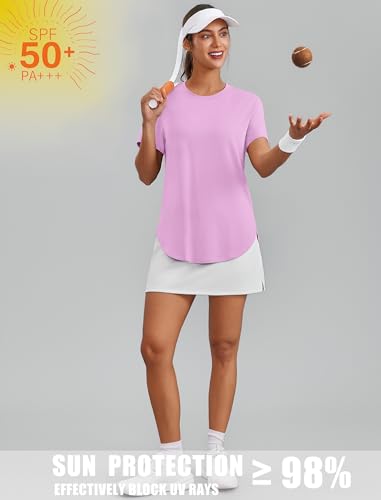 Image of PINSPARK Workout Tops for Women Short Sleeve Athletic Shirts UPF 50+ Quick Dry Running Outfits for Exercise Gym Hiking S-3XL