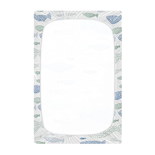 Image of Fish Fitted Crib Sheet for Boys Girls Baby Crib Sheet Crib Mattress Sheet Baby Mattress Sheets for Pack N Play Mattress Pad,52 X 28 in