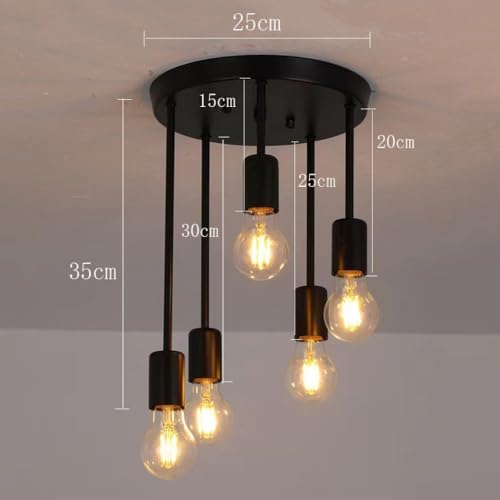 Lustre E27 en métal noir au design géométrique raffiné - 6