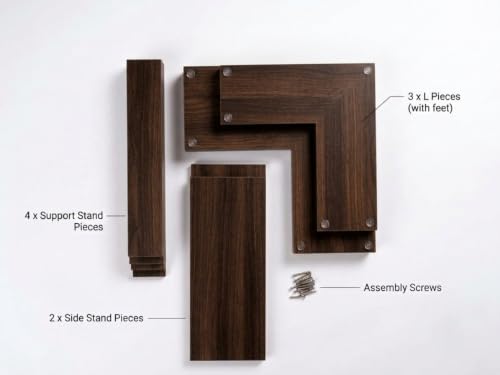 Image of Multipurpose 3 Tier L Shaped Wooden Storage Rack For Kitchen, Living Room and Utility Storage, Espresso Walnut