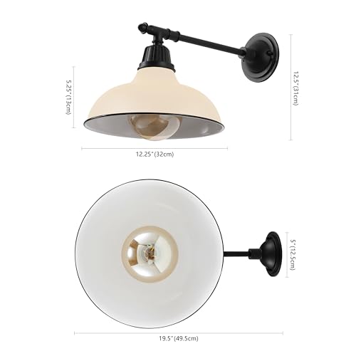 Image of JONATHAN Y Wallace 1-Light Outdoor 12.25 inch Wall Sconce, Matte Almond /Black