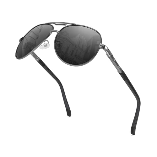 Image of Karsaer Polarized Aviator Sunglasses for Men Stylish 100% UV 400 Protected Metal Frame Style Classic Pilot Women Glasses E1376
