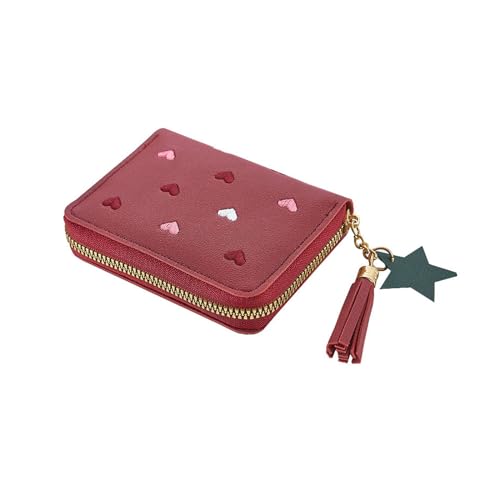 CLKE Portefeuille Ado Fille Cuir,Porte Feuilles pour Femme avec Pendentif,Mini Porte Monnaie avec 4 Emplacements Cartes,2 Sac à Monnaie,1 Poche à Fermeture...
