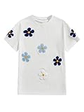 GORGLITTER Men's Floral Print Short Sleeve Crew Neck T-Shirt Summer Tee Tops Streetwear White Medium