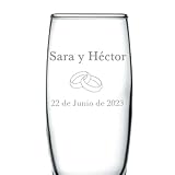 Cocholate - Copa de cava personalizada para novios - Copas champan personalizadas para novios - Regalo de Boda, Celebraciones, Bodas de Oro o Bodas de Plata (Anillos, 1)