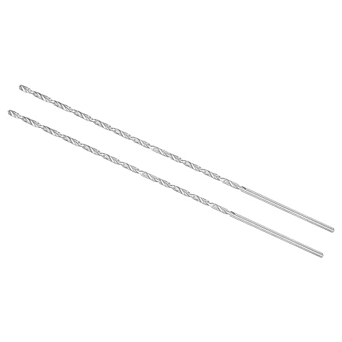 CoCud Brocas Helicoidales Extralarga de 3 mm de Diámetro y 250 mm de Longitud Total, Barrena Helicoidal de Acero de Alta Velocidad (Aplicaciones: Cobre, Metal, Madera y Aluminio), 2pcs