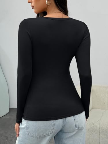 Trendy Queen Womens Long Sleeve Shirts V Neck Ribbed Knit Fall Tops4