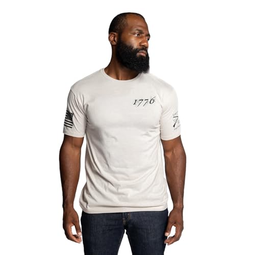 Grunt Style American 1776 Flag - Patriotic Graphic Tee Mens Short Sleeve T-Shirt (Sand X-Large)