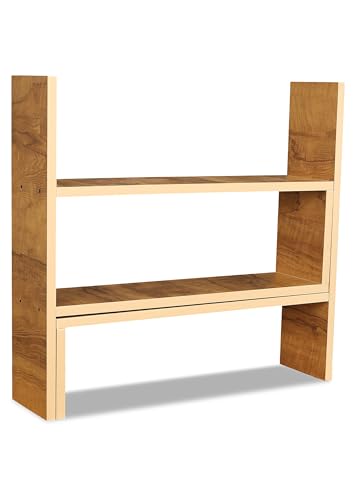 Image of SBF Furniture Wooden Bookcase for Home Office and Library Engineering Wood Space Saving Bookrack Freestanding Books Holder Stylish Book Organizer (Square 3 Step) (Yellow) DIY(Do-It-Yourself)