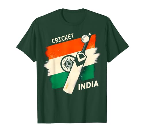 India Cricket Jersey 2024, Cricket Flag of India Team T-Shirt, Men, Dark Green, Large
