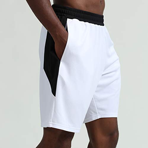 Ajcoflt Calções esportivos masculinos de secagem rápida com bolsos laterais elásticos na cintura Cal