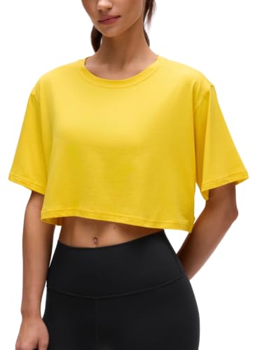 Image of CRZ YOGA Pima Cotton High Neck Crop T-Shirt