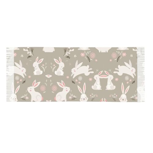Easter Bunny Floral Ladies And Girls Tassel Scarf, Soft Faux Cashmere Scarf For Winter - Perfect For Autumn And Winter Wear3