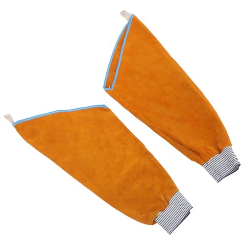 Mangas de cuero para soldadura amarillas extra largas resistentes al calor