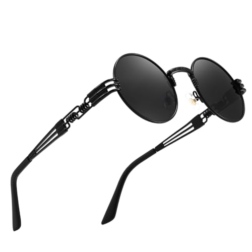 Round Steampunk Sunglass - Vintage Circle Shades, Unique punk Metal Frame