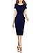 VFSHOW Womens Work Business Office Front Zipper Peplum Slim Pencil Bodycon Dress Professional Elegant Career Office-Wear Church Fitted Sheath Dress (Navy Blue, Large) 11095 BLU L