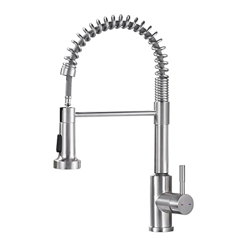 YUANNY Robinet Cuisine Mitigeur Cuisine avec Douchette Extractible,Robinet Ressort en Spirale Rotatif à 360°, Robinet d'Évier Mitigeur Monocommande en 304 Acier Inox,Froid & Chaud Disponible,2 Modes